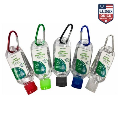 54ml (1.8oz) Antibacterial Hand Sanitizer Gel with Color-Matched Carabiner & Custom Label
